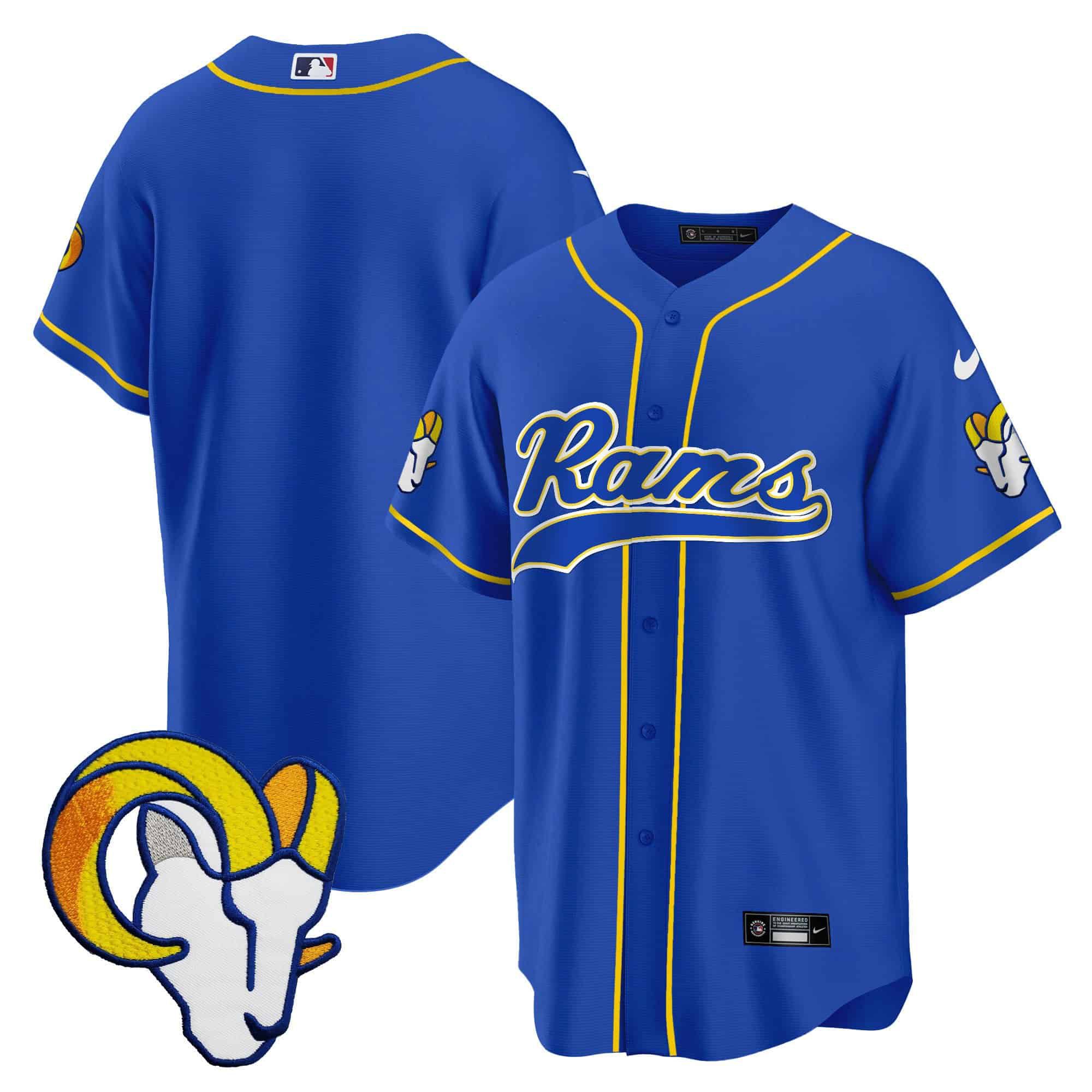 Men Los Angeles Rams Blank Blue 2024 Nike Baseball NFL Jersey style 1